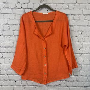 Milio Milano Linen Button Down Shirt Top Italy Lagenlook Minimalist S